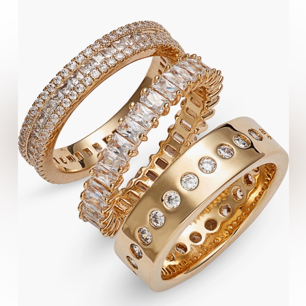 NORDSTROM SET OF 3 CUBIC ZIRCONIA BAND RINGS